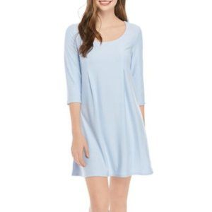Juniors 3/4 sleeve shirt dress light blue